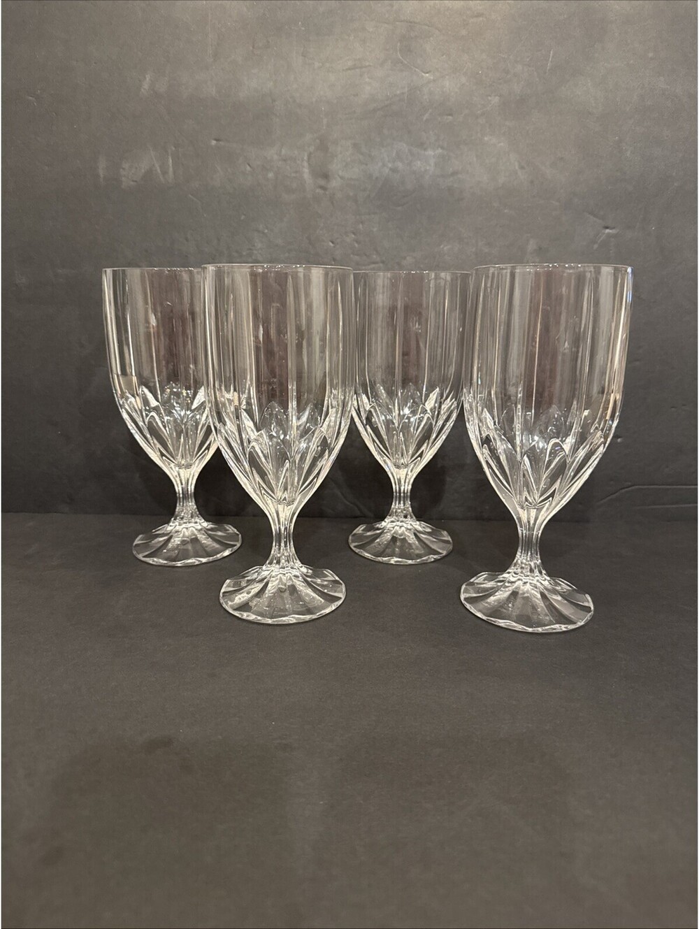 VTG Mikasa Berkeley (4) Cut Crystal 7 1/4" H X 3" W Ice Tea Water Glasses Goblet
